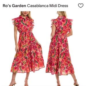 Ro’s Garden Casablanca Floral Pink Midi Dress